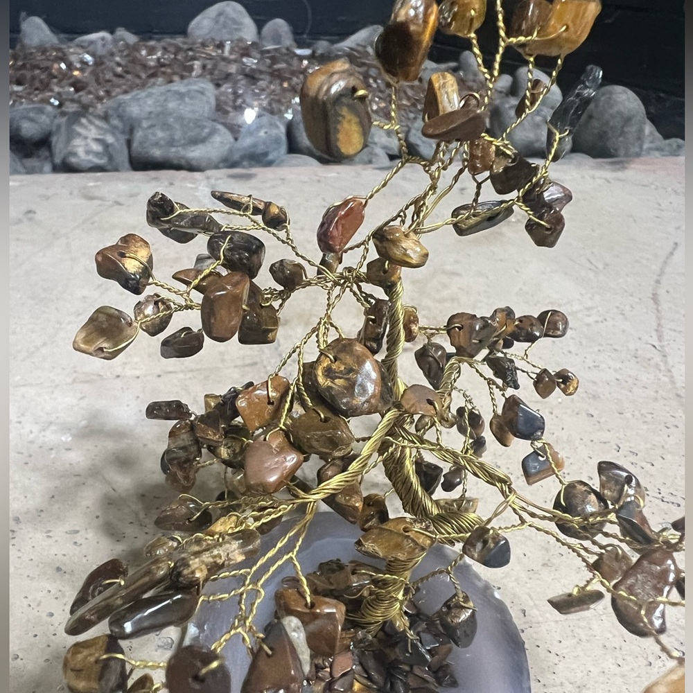 Handcrafted Tiger Eye Gemstone Mini Tree Sculpture - Picture 2 of 7